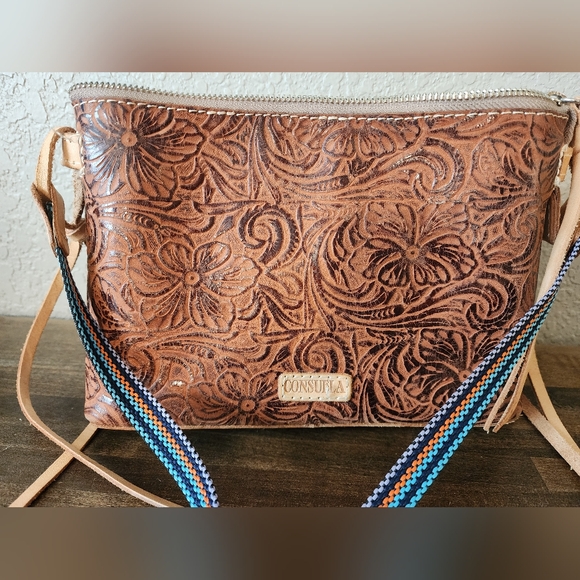 Consuela Sally Midtown Crossbody Purse And Sally Card Organizer Embossed Leather - Picture 2 of 13